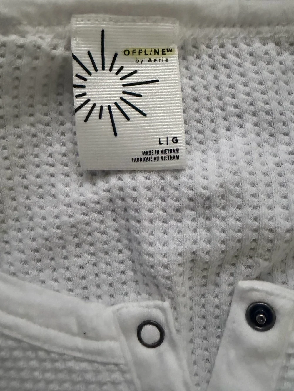 Offline Aerie Way Back Waffle Henley L White Oversized Long Sleeve - Picture 6 of 6